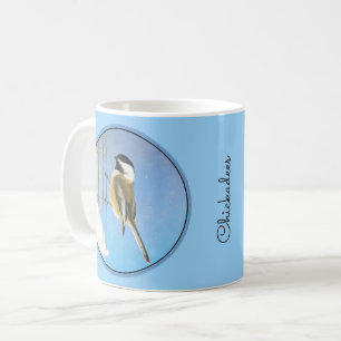 Mug Bickadee sur la peinture d'alimentation - Oiseaux