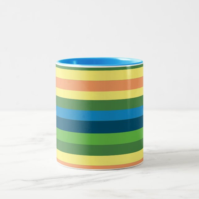 Mug bicolore aux lignes printanières colorées (Centre)