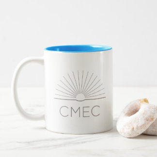 Mug bicolore du CMEC - logo gris, intérieur turquo