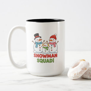 Mug bicolore, famille de bonhomme de neige 45 cl