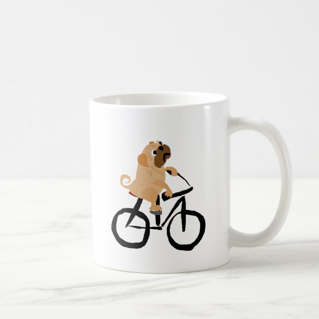 Mug Bicyclette drôle d'équitation de chiot de carlin (Droite)