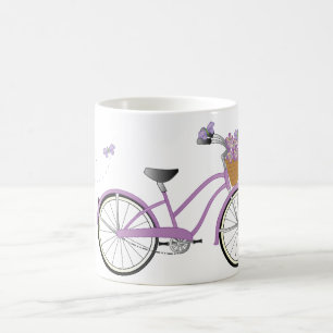 Mug Bicyclette pourpre avec des papillons