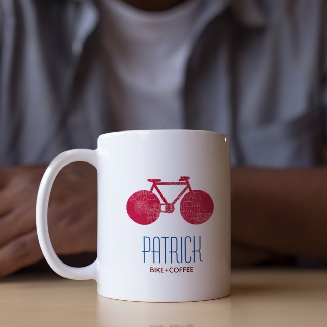 Mug Bicyclettes Rouges Boug Personnalisé Avec Son Nom (Créateur téléchargé)