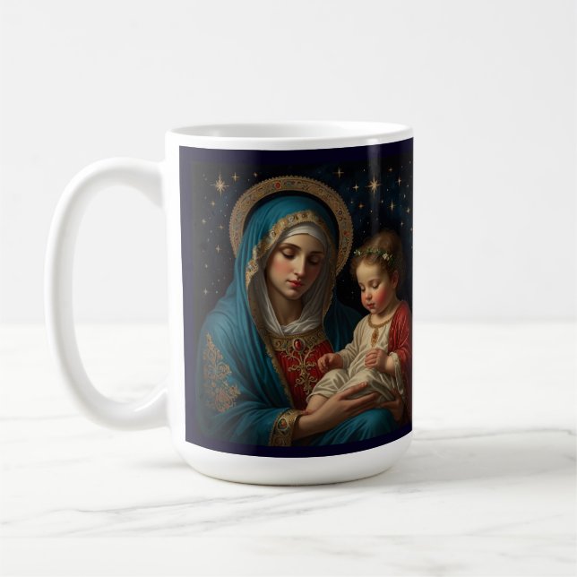 Mug Bienheureuse Vierge Marie & Jésus Nativité Noël (Gauche)