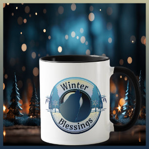 Mug Bienheureux d'hiver Loup et insigne de lune