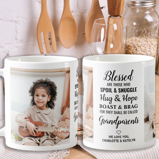 Mug Bienheureux grands-parents Moderne Personnalisé 2  (Créateur téléchargé)