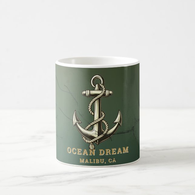 Mug Bienvenue à bord, nom du bateau Ancre (Centre)