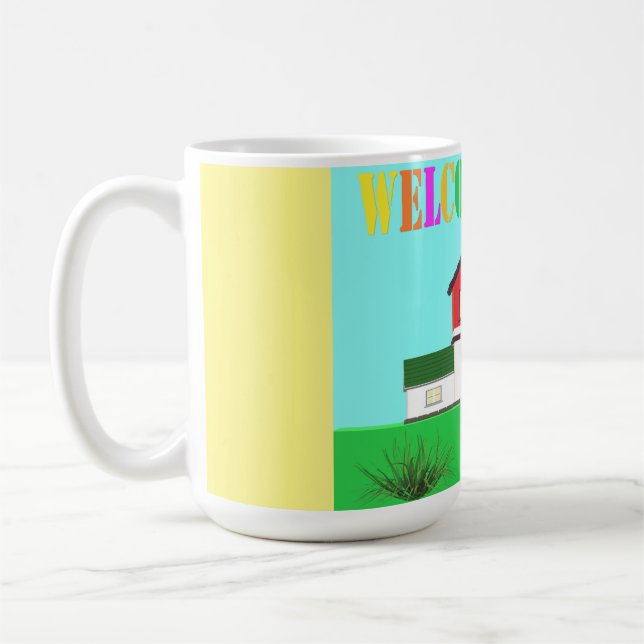 Mug Bienvenue à la maison mignonne maison couleurs bru (Gauche)