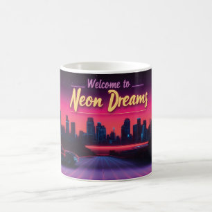 Mug Bienvenue à Neon Dreams - Retro Wave Cityscape
