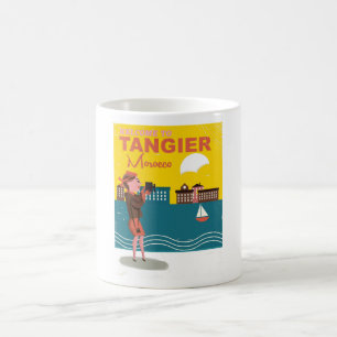 Mug Bienvenue à Tanger Maroc affiche de voyage vintage