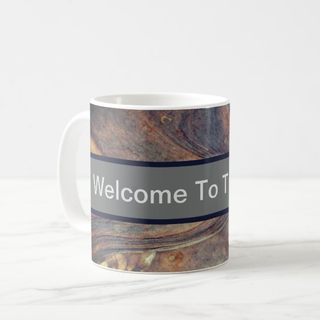Mug Bienvenue au Cabine Woodgrain Rustic Guest (Devant gauche)