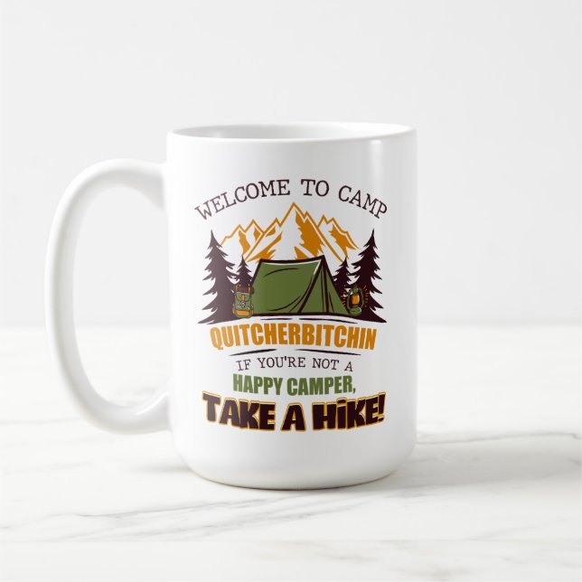 Mug Bienvenue Au Camp Quitcherbitchin Happy Camper (Gauche)