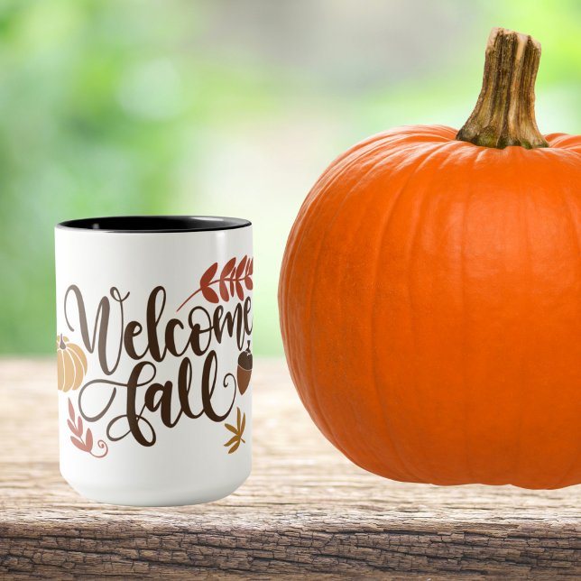 Mug Bienvenue automne avec Citrouille, Feuilles et Aco (Créateur téléchargé)