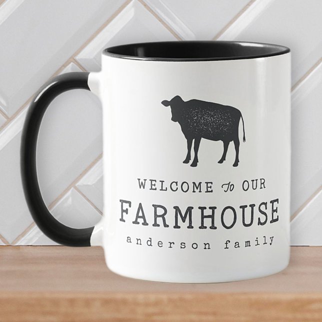 Mug Bienvenue dans notre ferme Pays Rustique Vache (Créateur téléchargé)