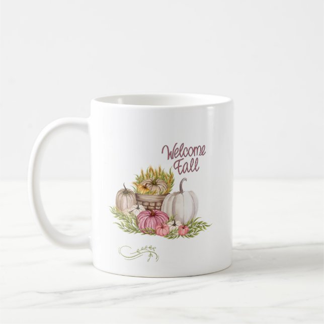 Mug Bienvenue Fleurs Citrouilles Automne (Gauche)