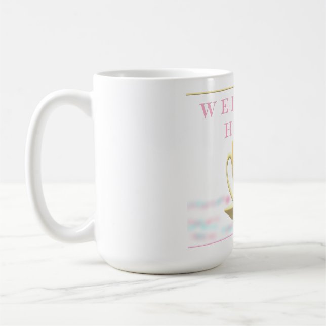 MUG BIENVENUE MAISON CONCEPTION DE TEACUP DANS LES COU (Gauche)