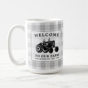 Mug Bienvenue Nom de famille Ferme Tracteur Blanc Plai