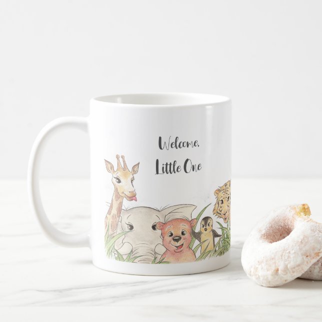 Mug Bienvenue Petit(e) Safari Bébé Félicitations (Avec donut)