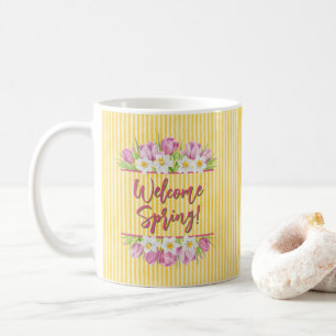 Mug Bienvenue tulipe et jonquille de printemps
