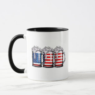 Mug Bières Drapeau Américain 4 Juillet Hommes Femmes M