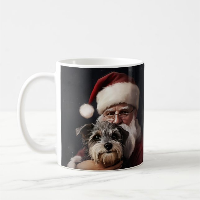 Mug Biewer Terrier avec le Père Noël Festif de Noël (Gauche)