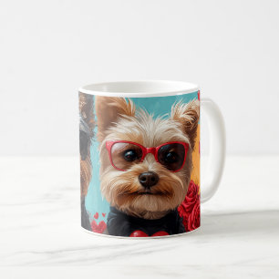 Mug Biewer Terrier avec roses de cœur Saint-Valentin