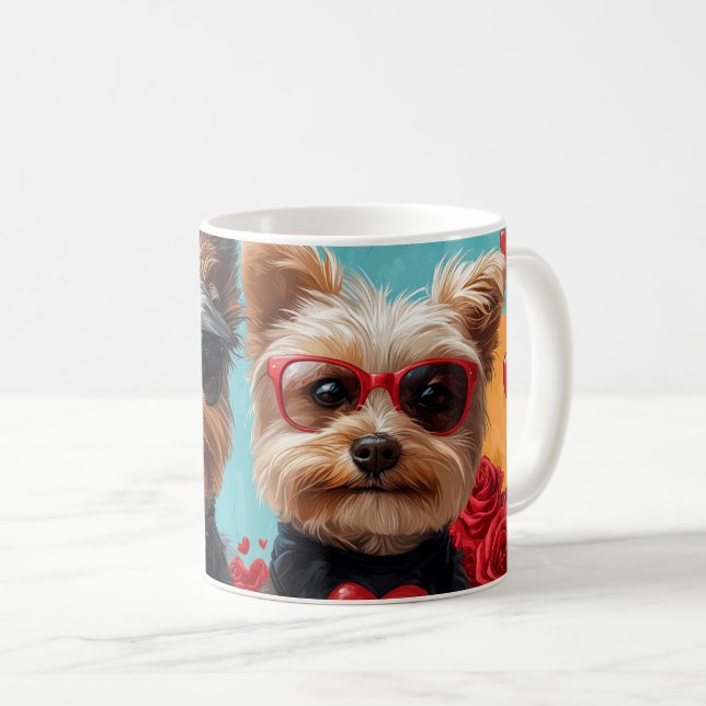 Mug Biewer Terrier avec roses de cœur Saint-Valentin (Devant droit)
