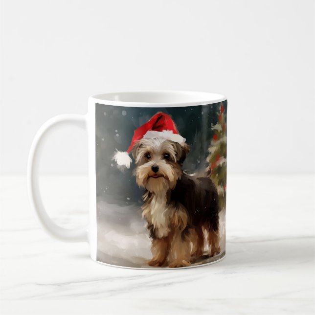 Mug Biewer Terrier Chien dans la neige Noël (Gauche)