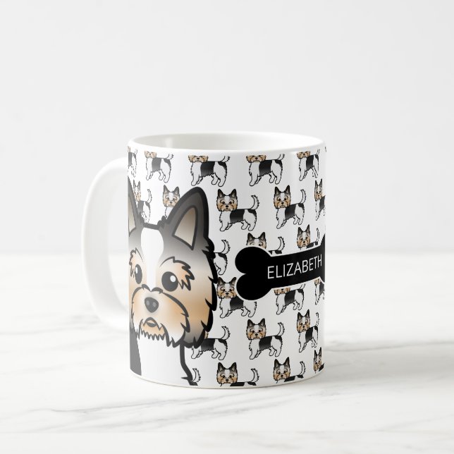 Mug Biewer Terrier Chiens de caricature avec os de chi (Devant gauche)