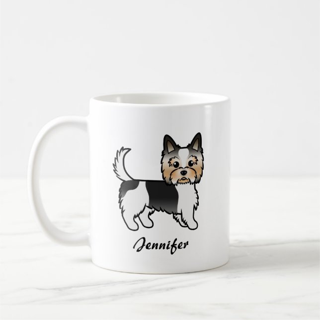 Mug Biewer Terrier Cute Cartoon Chien et nom (Gauche)