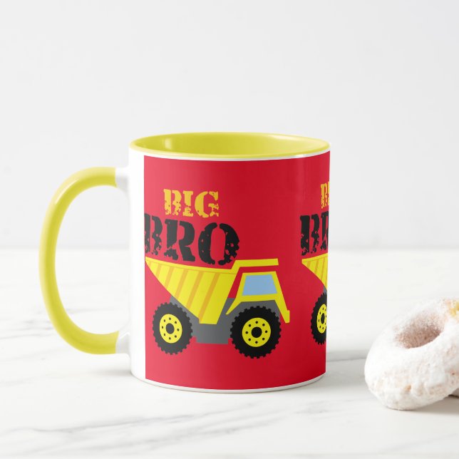 Mug Big Bro Construction Camion à vidange jaune (Avec donut)