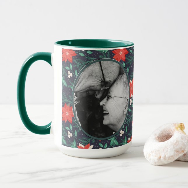 Mug Big Red et White Christmas Poinsettias Photo (Avec donut)