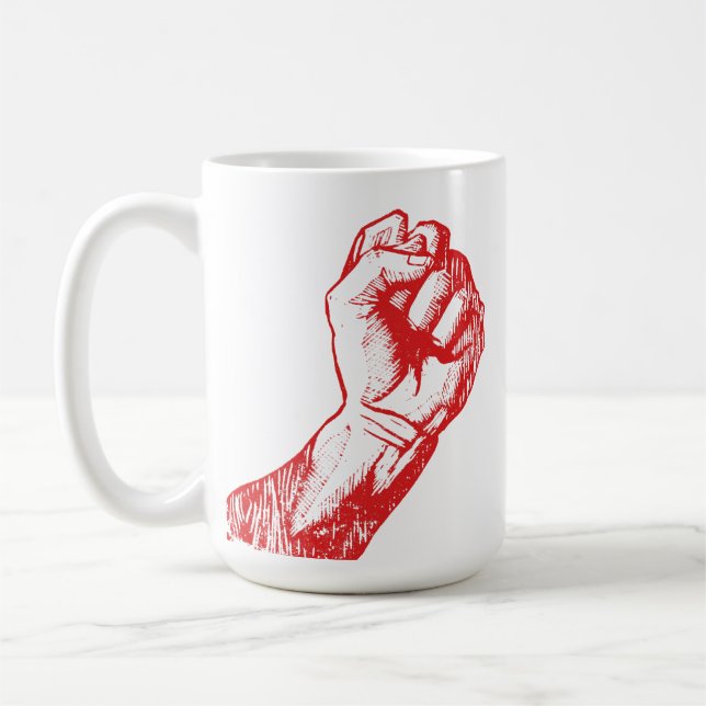 Mug Big Red lève le poing avec défi (Gauche)
