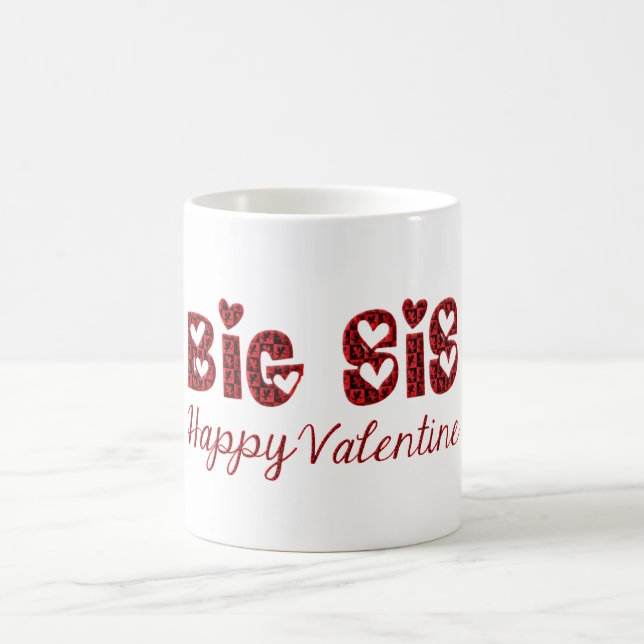 Mug Big Sis Happy Valentine Cute Cupid Typographie (Centre)