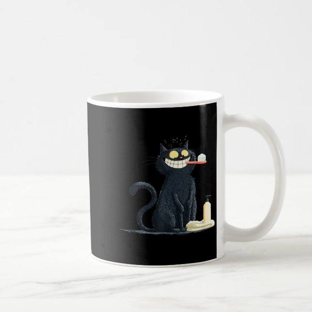 Mug Big Smiling Cat With Toothbrush For Teeth Brushing (Droite)