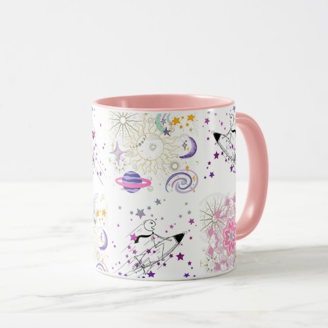 Mug Big Time et l'espace Mandala Patchwork Motif café (Devant droit)