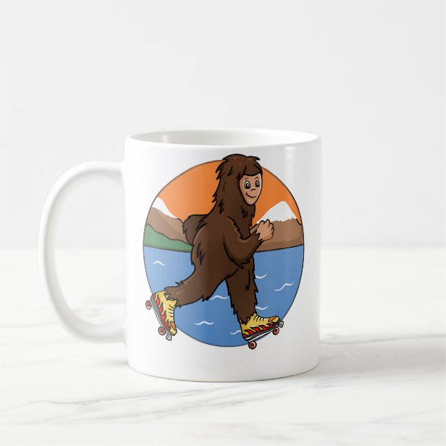 Mug Bigfoot Amoureux de Roller Skating Drôle Illustra (Gauche)