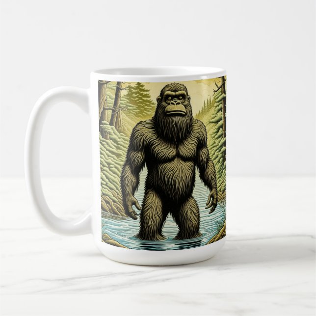 Mug Bigfoot debout dans le dessin sur l'eau (Gauche)