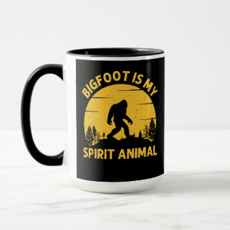 Mug Bigfoot is My Spirit Animal Retro Sunset