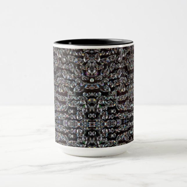 Mug Bijou en diamant motif élégant argent noir (Centre)