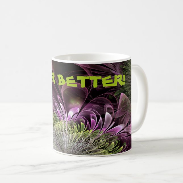 Mug Bijoux en forme de fleur fractale violet-rouge (Devant droit)