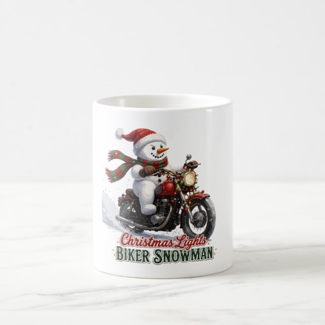 Mug Biker Snowman Lumières de Noël (Centre)