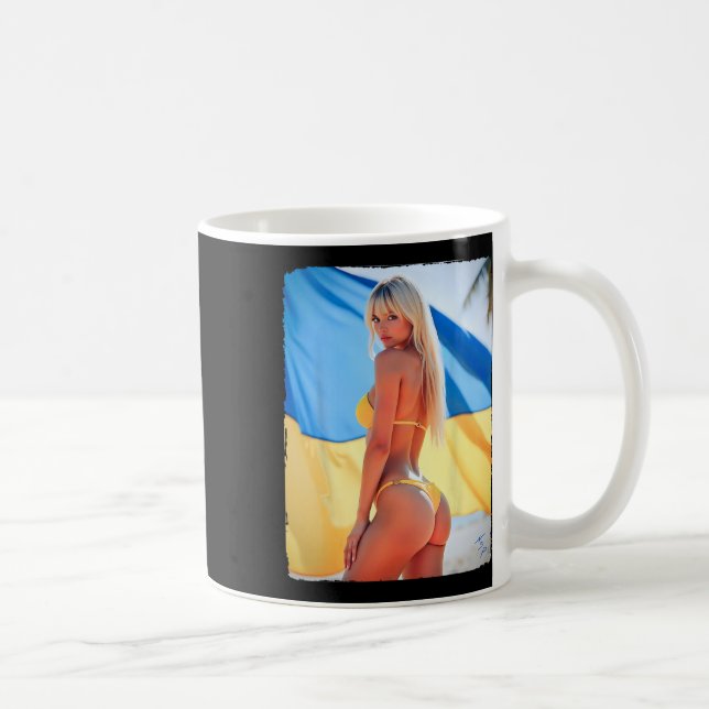 Mug Bikini Bybe - Y Blonde Bybe Et Drapeau Ukrainien (Droite)