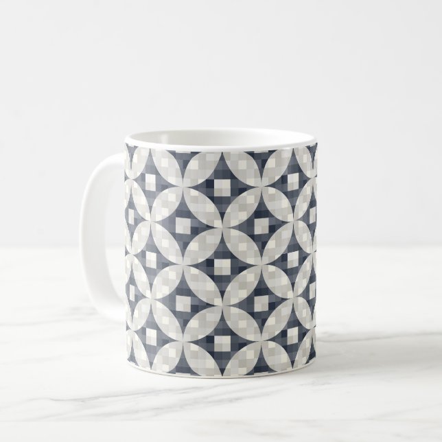 Mug Bilan moderne du milieu du siècle bleu gris & beig (Devant gauche)