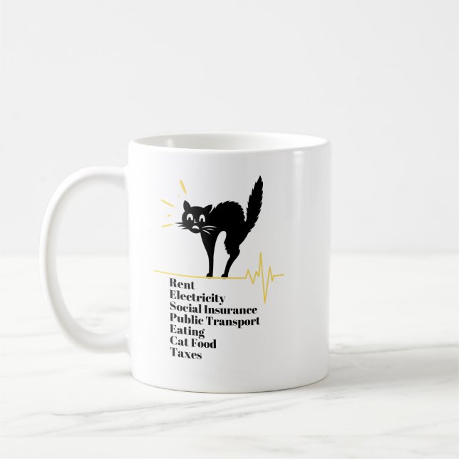 Mug Bills de chat effrayé Surprisé Chat Drôle Chat Vis (Gauche)