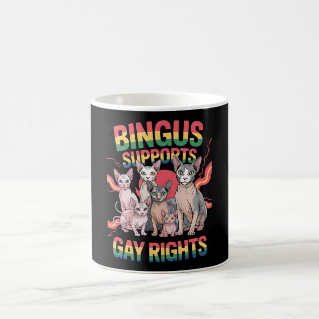 Mug Bingus soutient les droits homosexuels Sphynx Cat  (Centre)