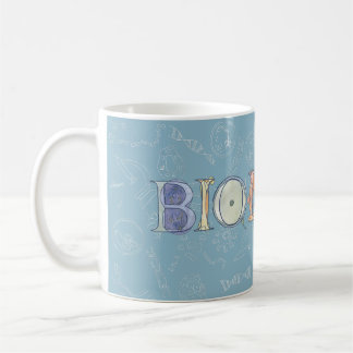 Mug Biologie diagramme et typographie bleu