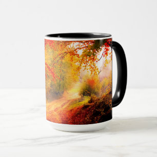 Mug Birches Arbres Automne Orange Feuille Paysage