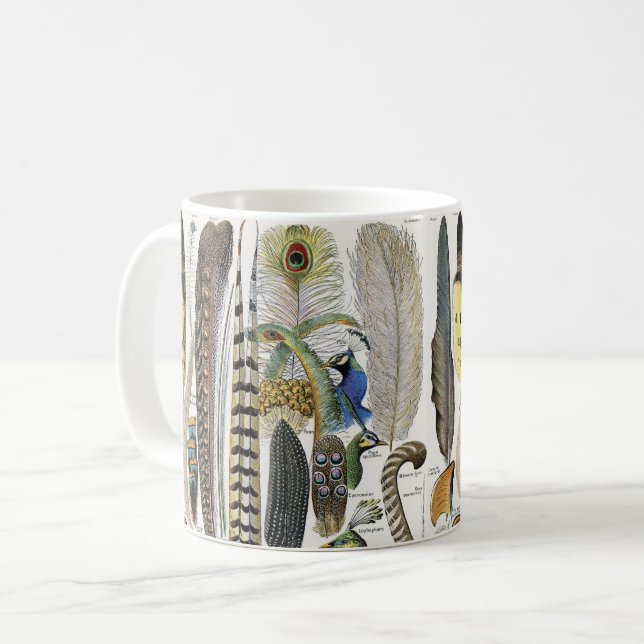 Mug Bird Feather Wildlife Antique Feathers Art Nouveau (Devant gauche)