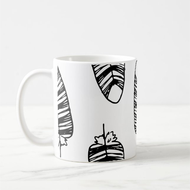 Mug Bird striped feather pattern. Seamless pattern of  (Gauche)